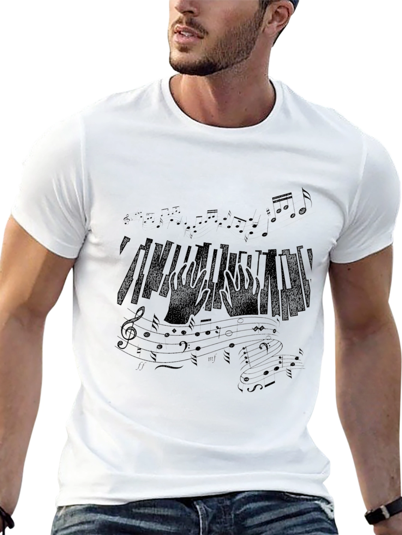 Musical Piano Keys T-Shirt - Black