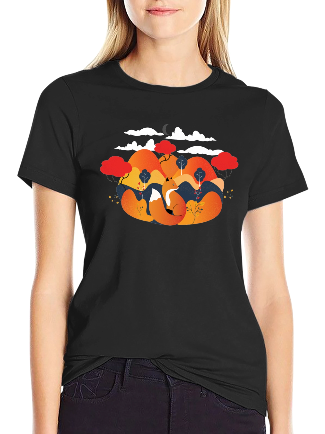 Fox Landscape Graphic Black T-Shirt