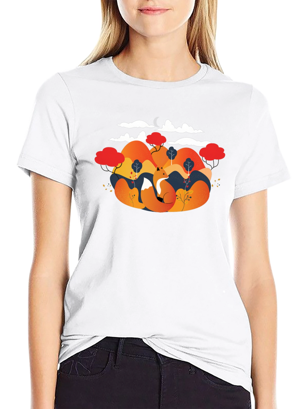 Fox Landscape Graphic Black T-Shirt