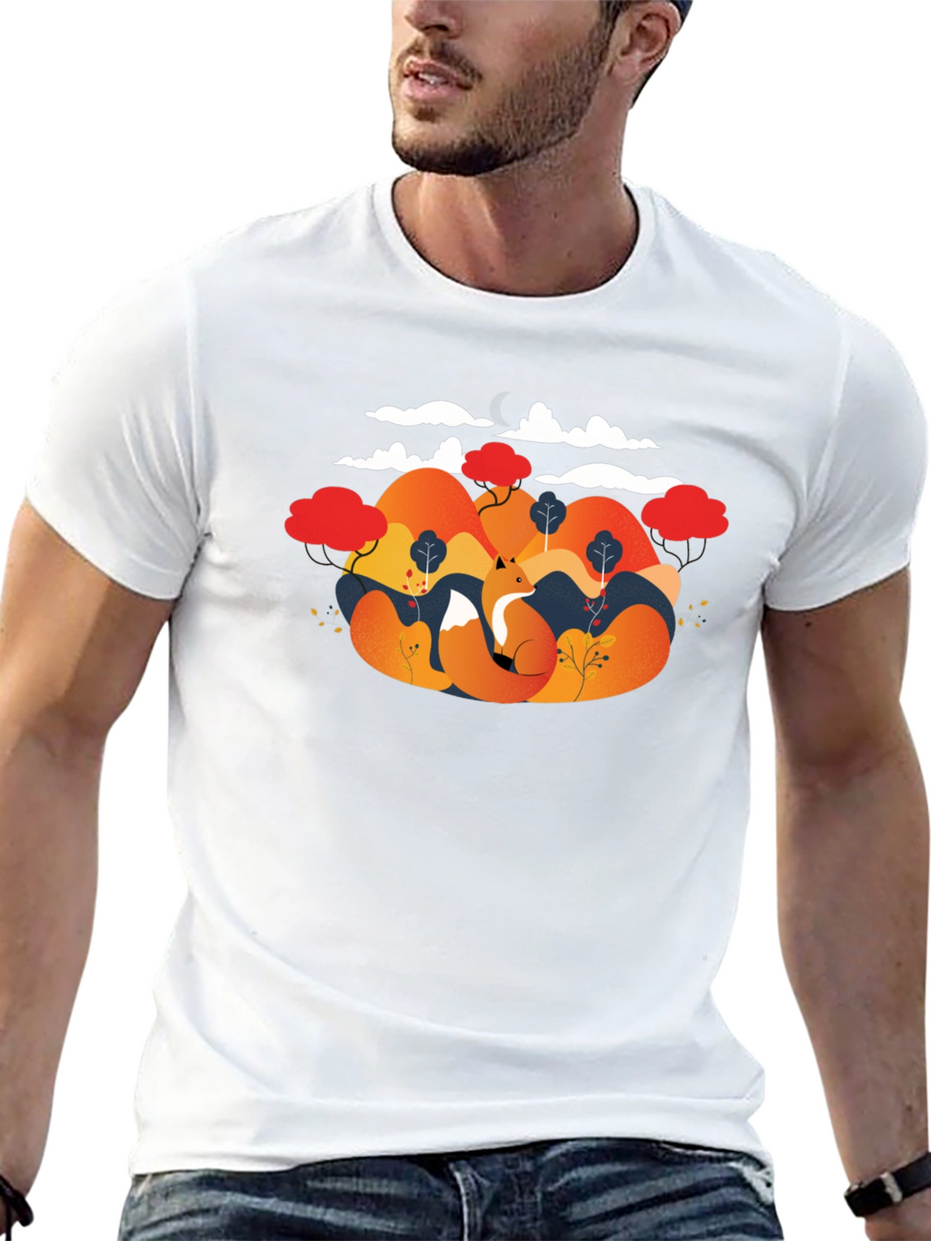 Fox Landscape Graphic Black T-Shirt