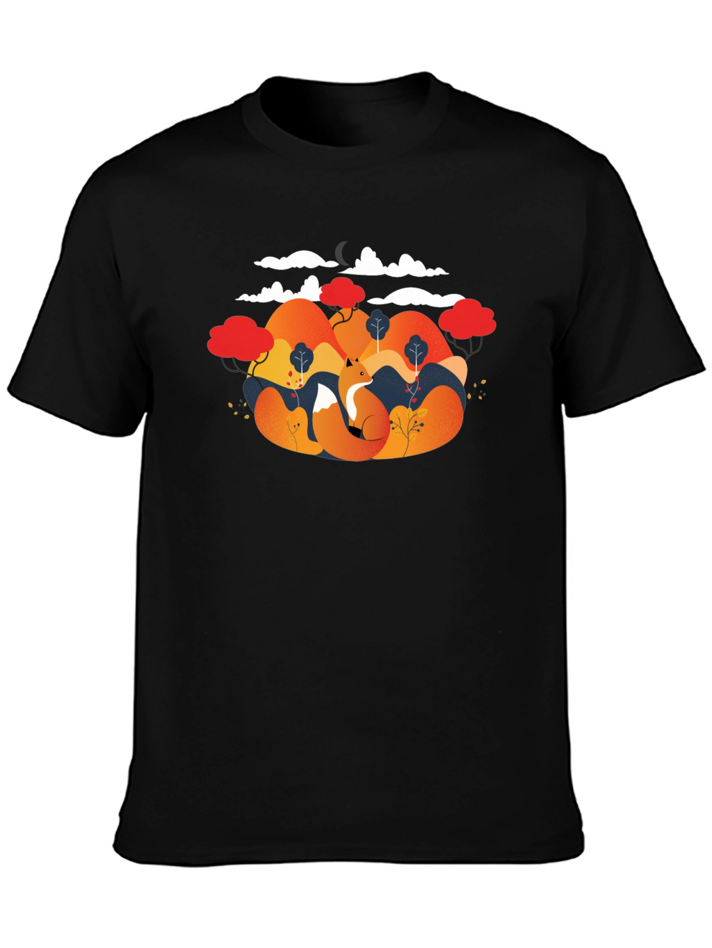 Fox Landscape Graphic Black T-Shirt