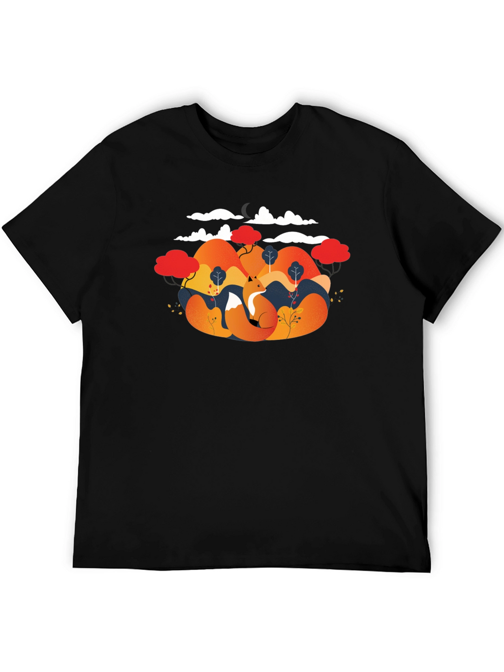 Fox Landscape Graphic Black T-Shirt