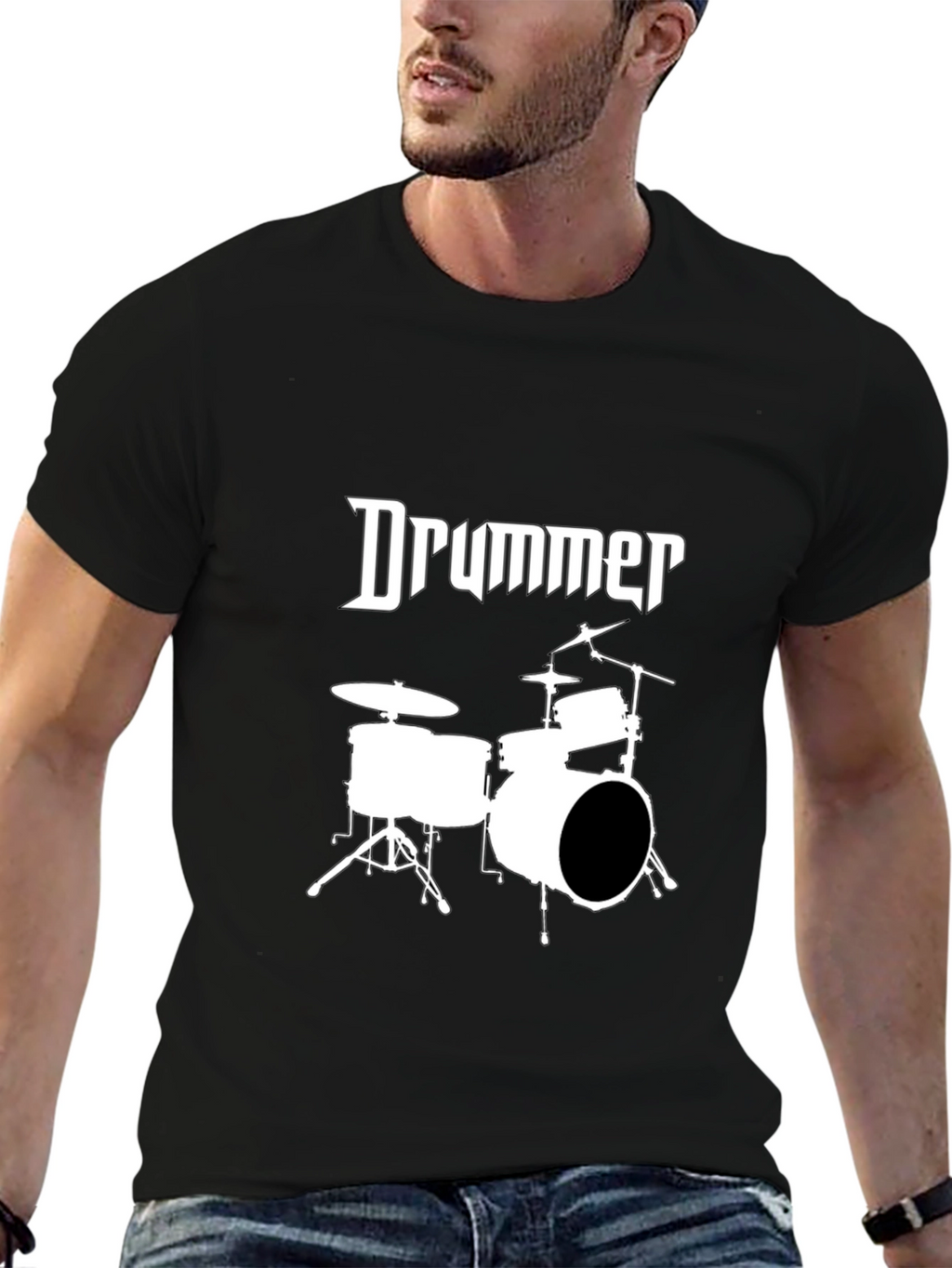 Drummer Graphic Tee - Black Cotton T-Shirt