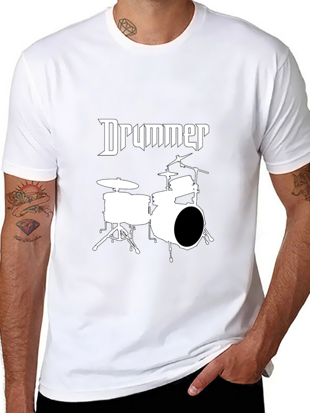 Drummer Graphic Tee - Black Cotton T-Shirt