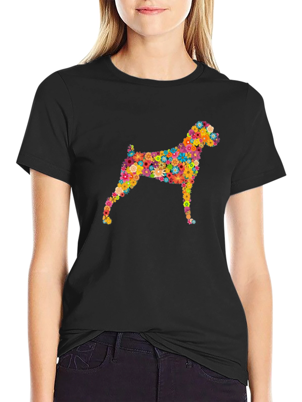 Floral Dog Graphic Tee - Stylish Comfort