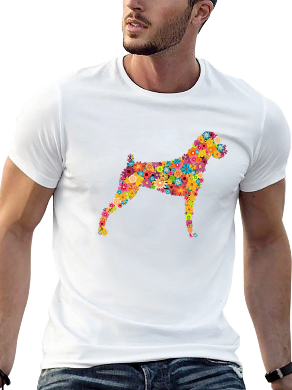 Floral Dog Graphic Tee - Stylish Comfort