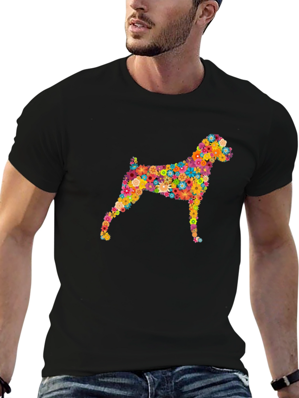 Floral Dog Graphic Tee - Stylish Comfort