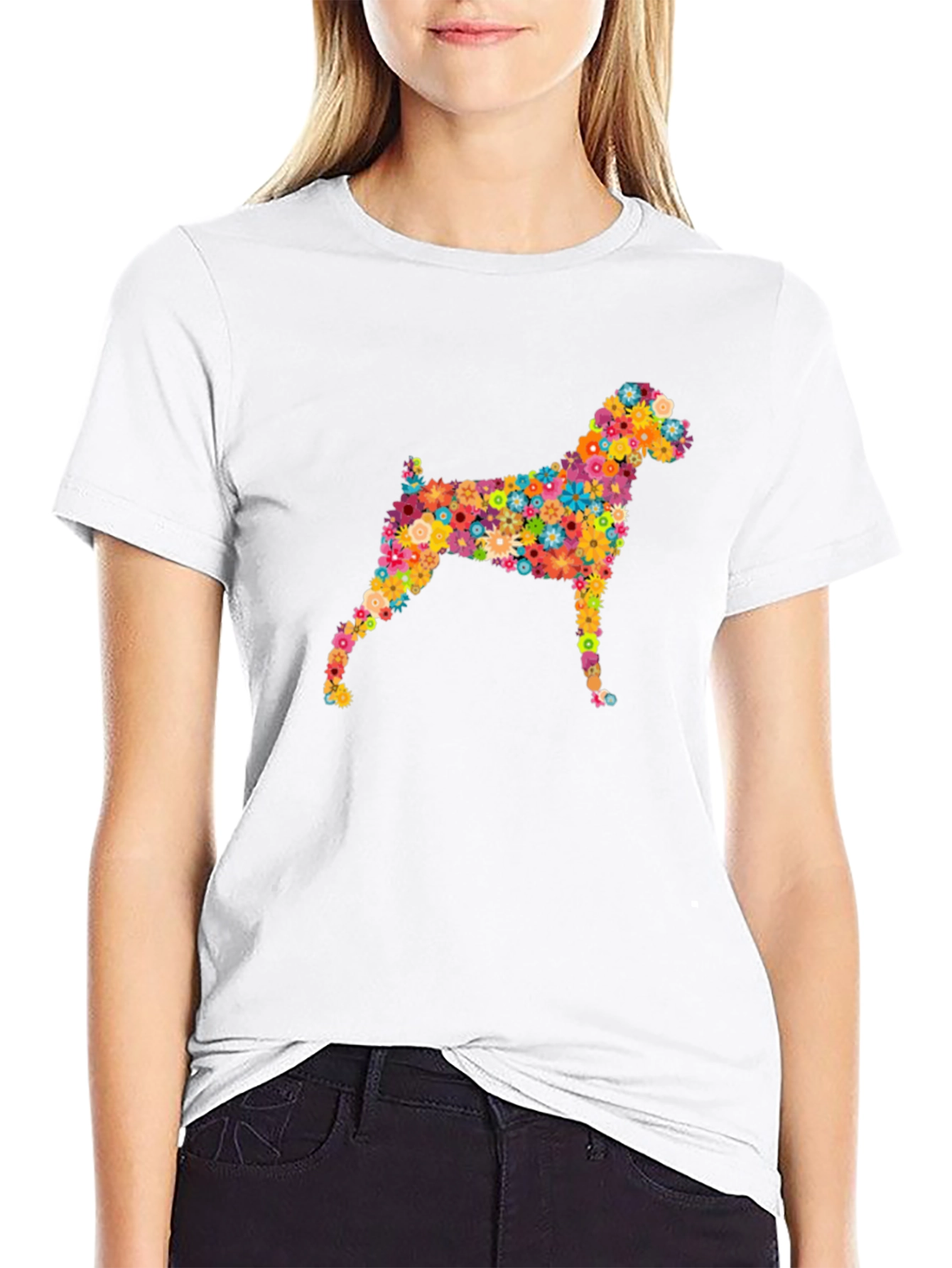 Floral Dog Graphic Tee - Stylish Comfort