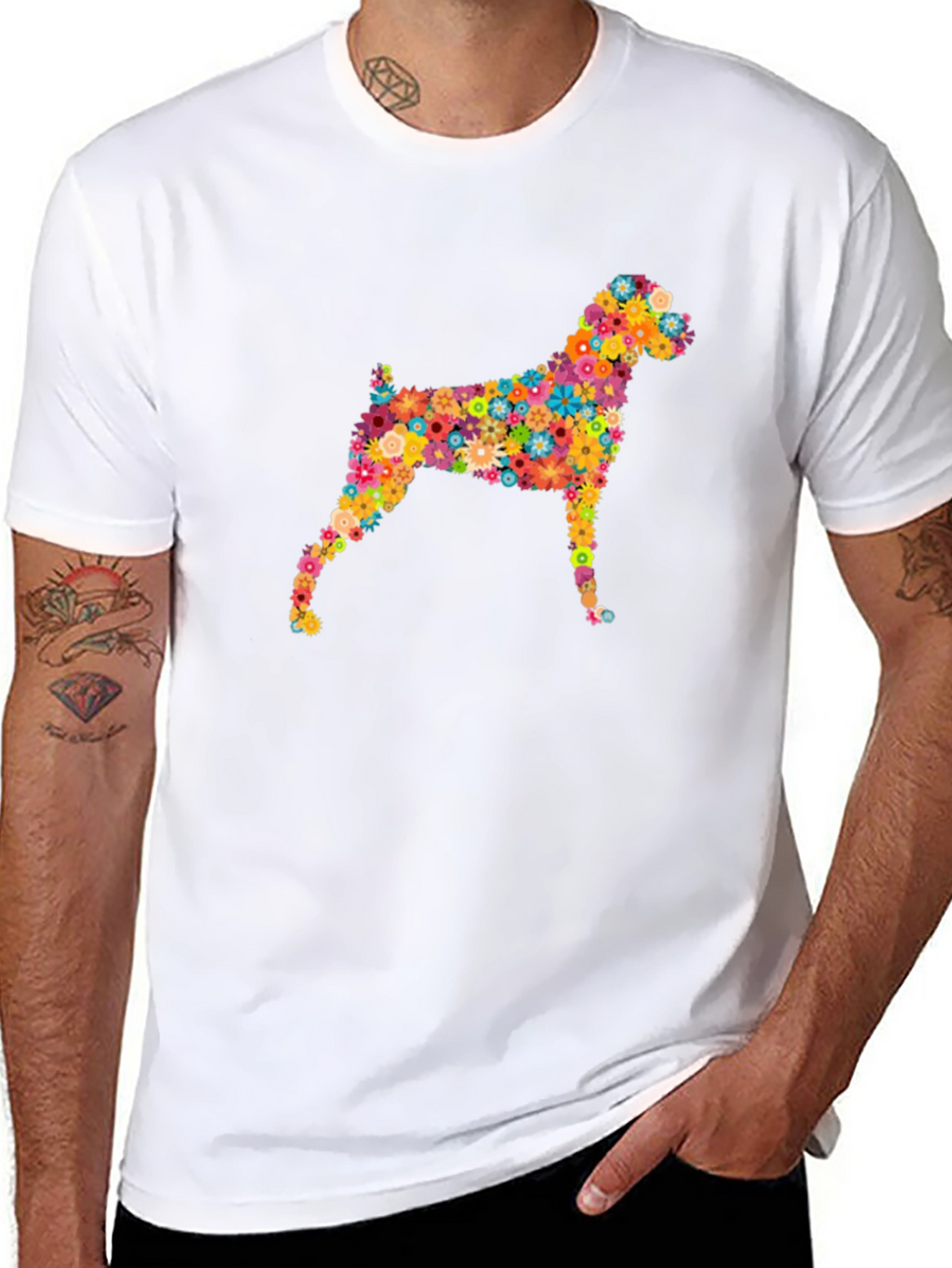 Floral Dog Graphic Tee - Stylish Comfort