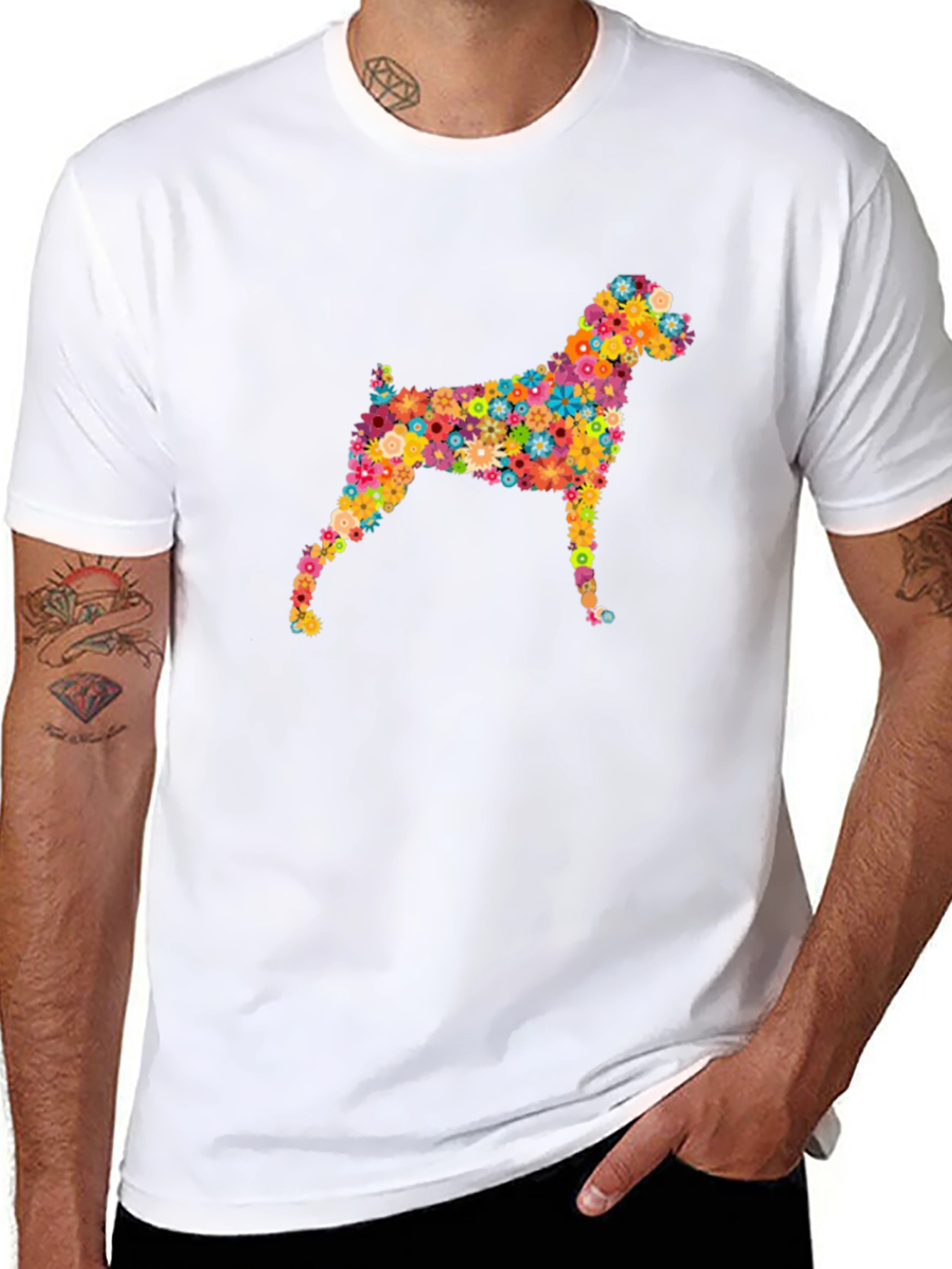 Floral Dog Graphic Tee - Stylish Comfort