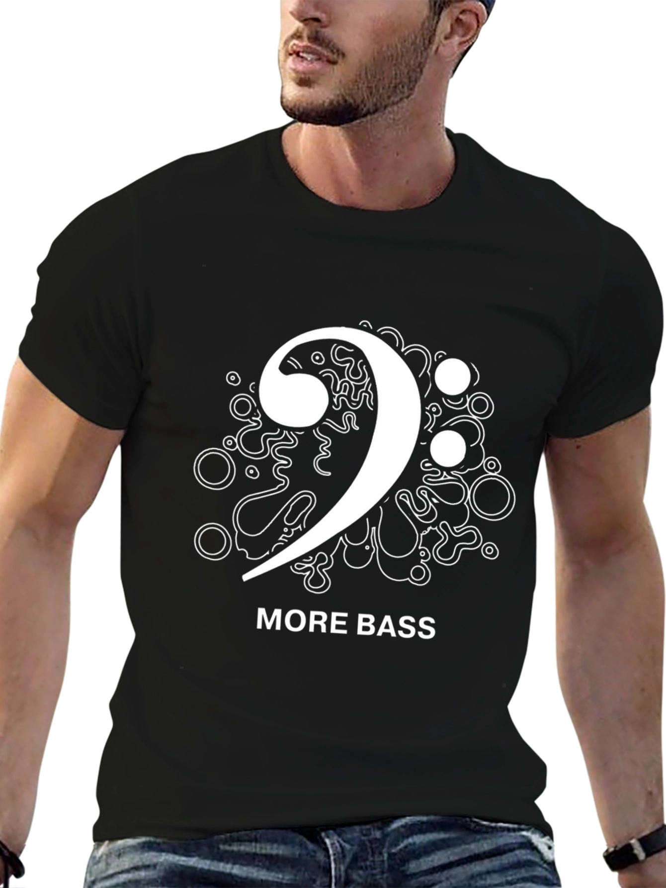 More Bass Clef Black T-Shirt Music Design