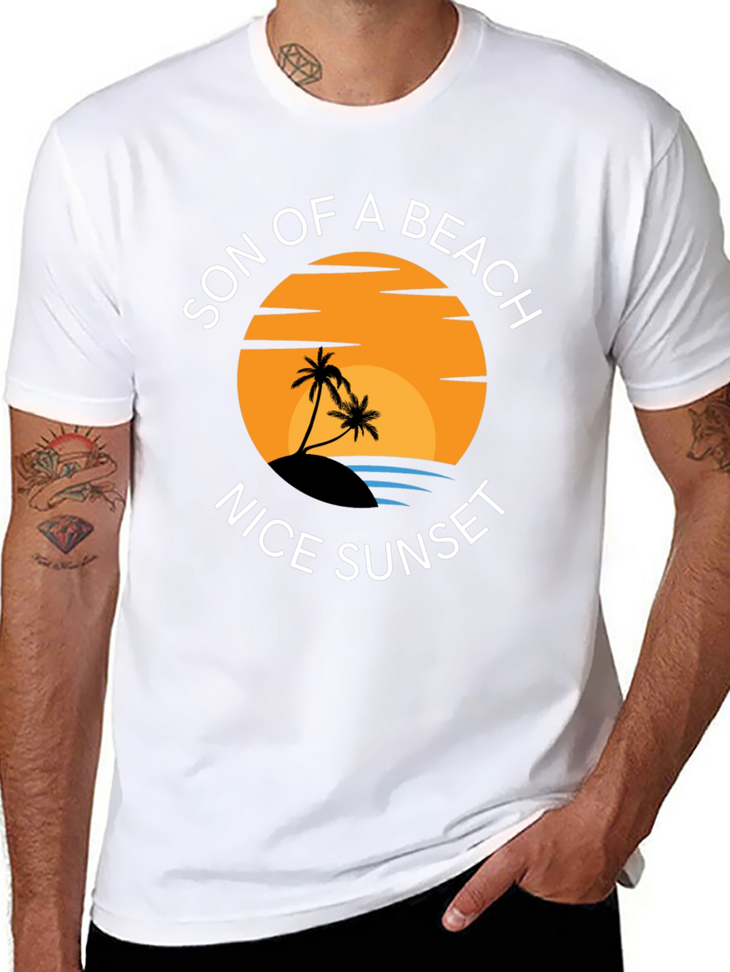 Son of a Beach Nice Sunset Black T-Shirt