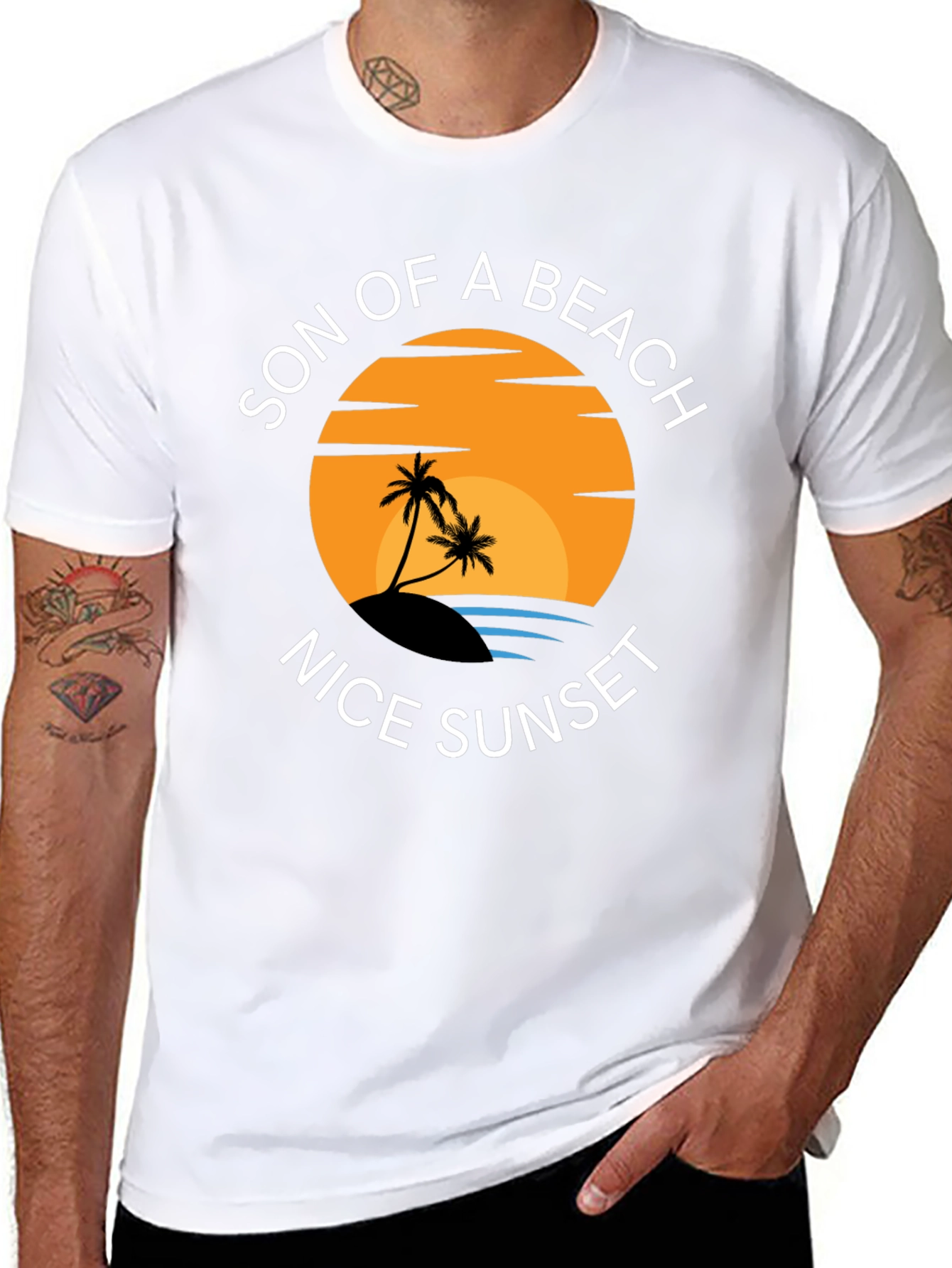Son of a Beach Nice Sunset Black T-Shirt