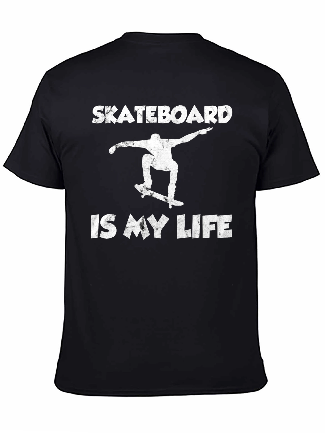 Skateboard Is My Life Black Graphic T-Shirt