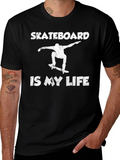 Skateboard Is My Life Black Graphic T-Shirt