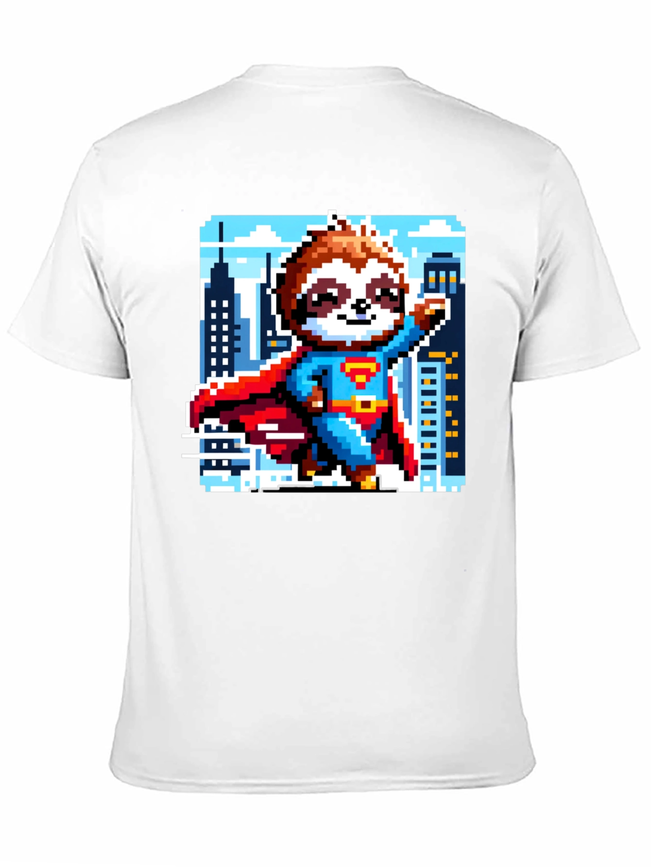 Pixel Sloth Superman T-Shirt - Heroic Comfort!