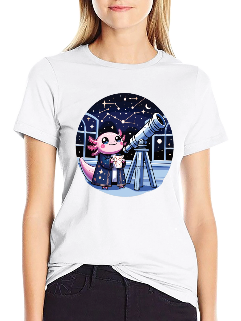 Axolotl Astronomer T-Shirt - Cute Space Tee