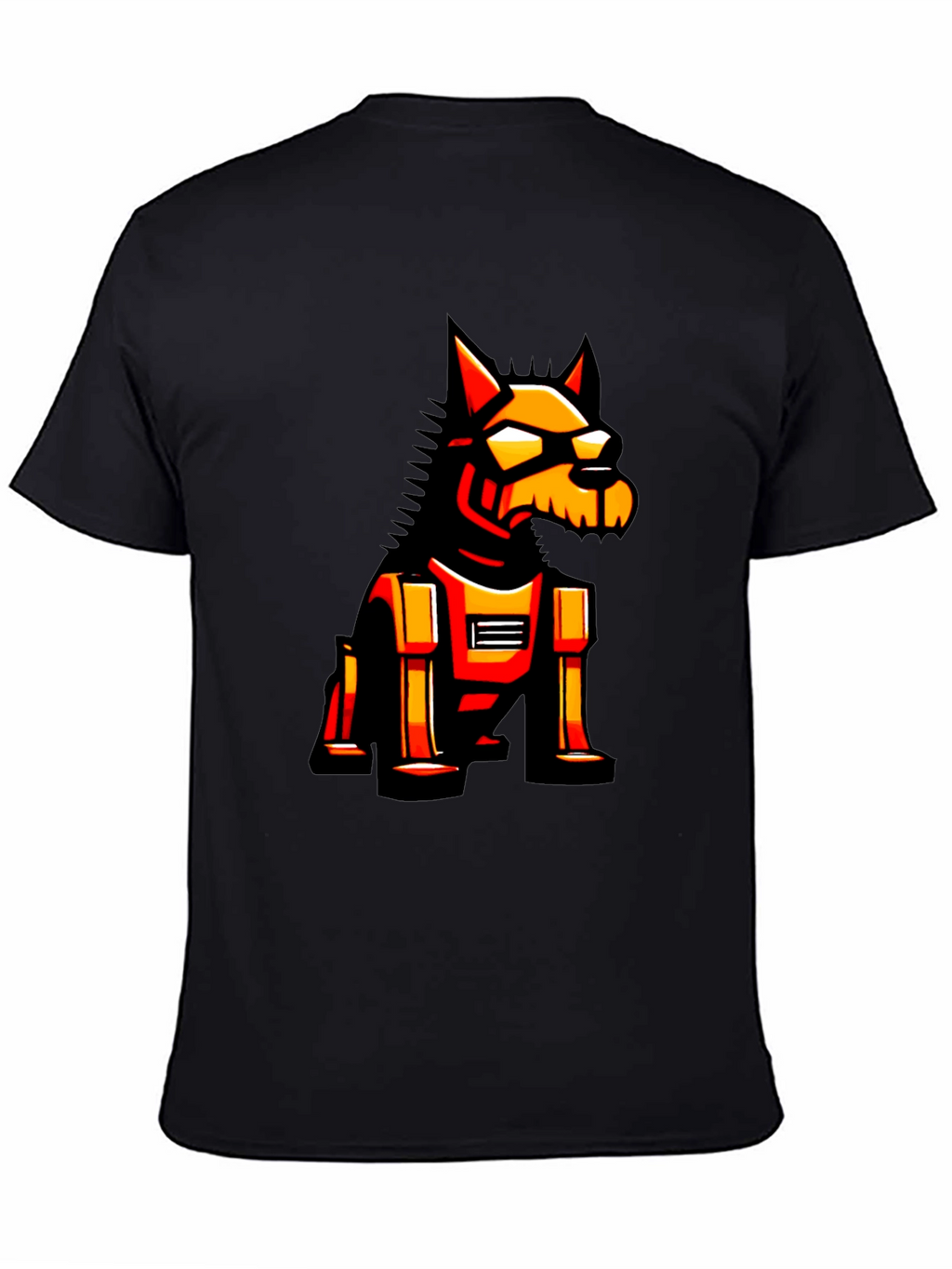 Robotic Dog Graphic Tee - Black Cotton T-Shirt