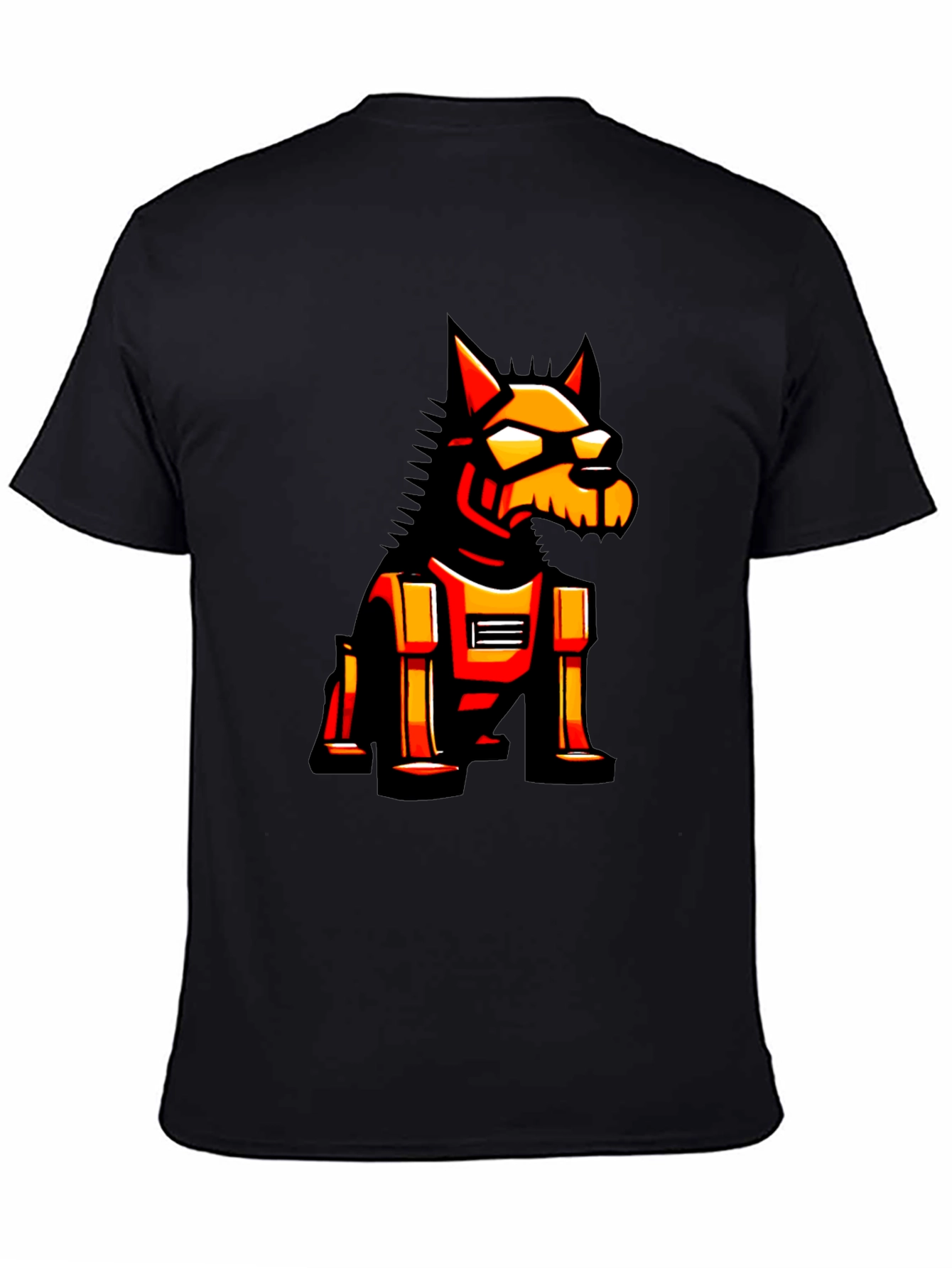 Robotic Dog Graphic Tee - Black Cotton T-Shirt