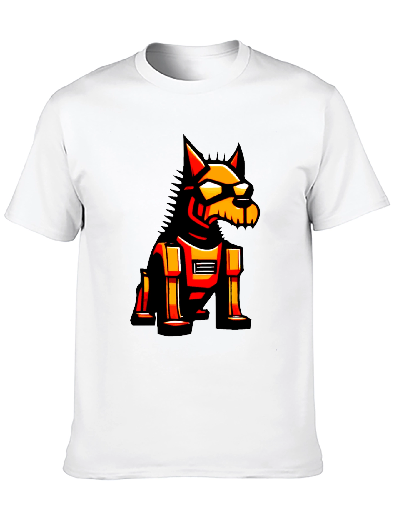 Robotic Dog Graphic Tee - Black Cotton T-Shirt
