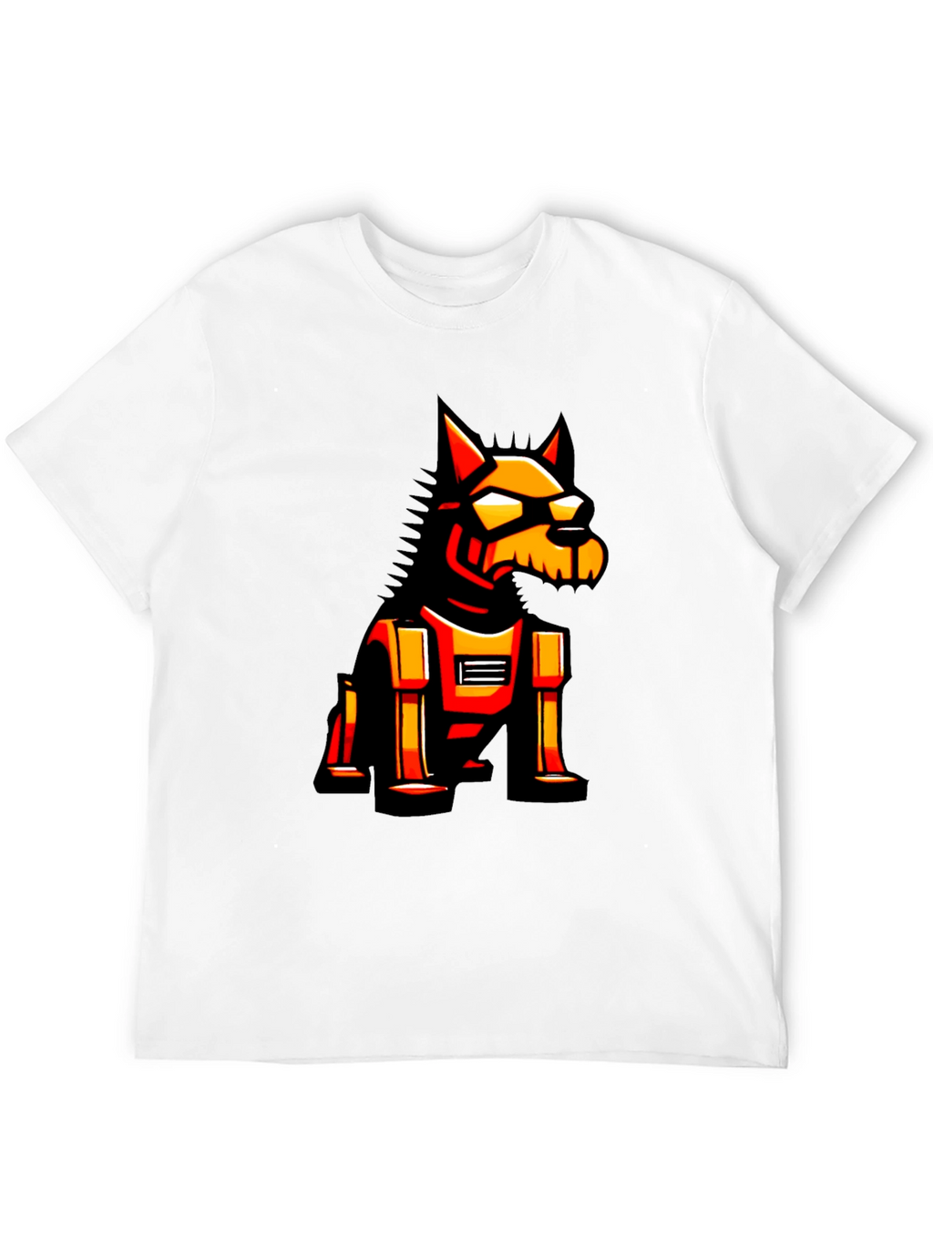 Robotic Dog Graphic Tee - Black Cotton T-Shirt