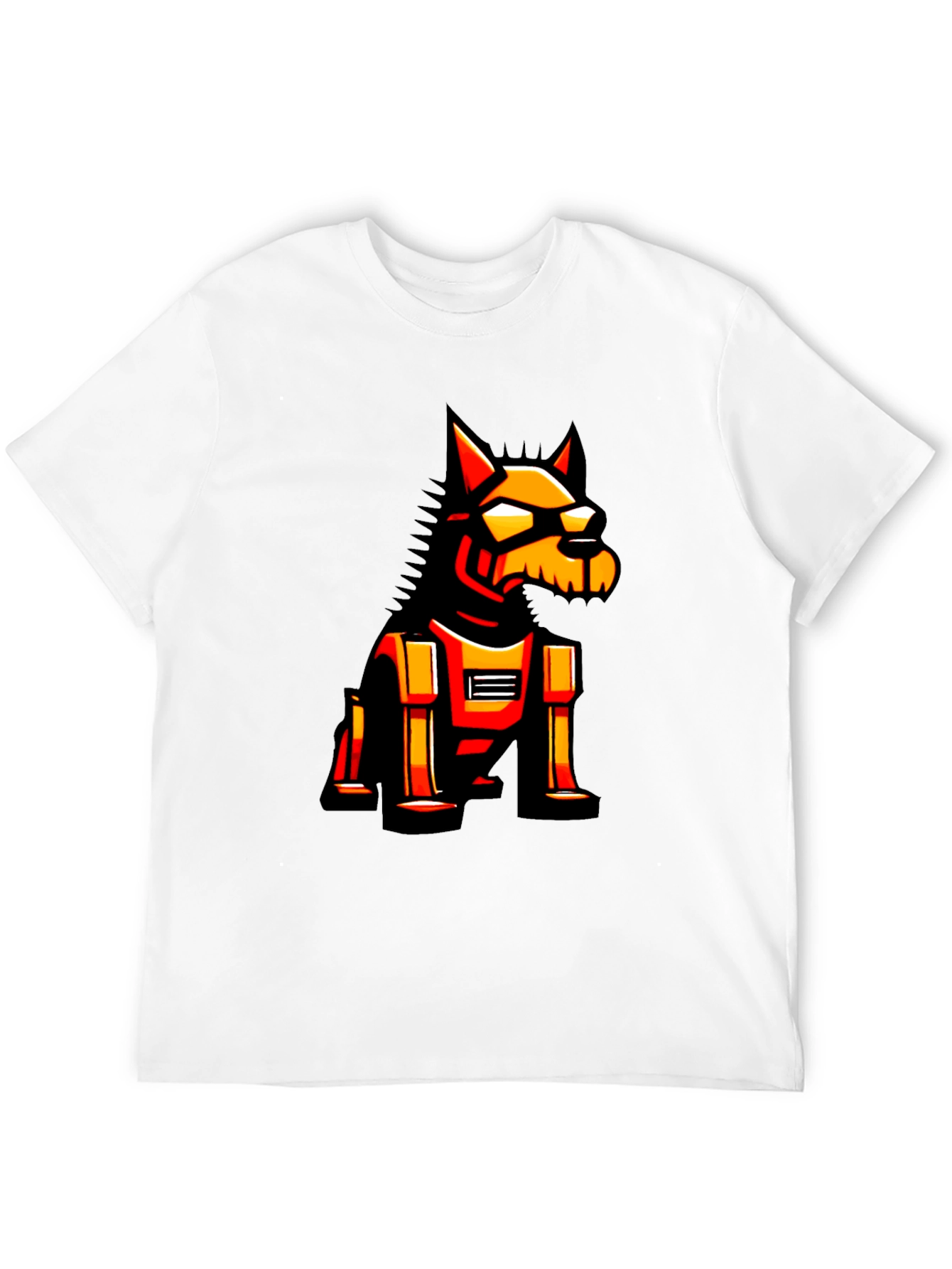 Robotic Dog Graphic Tee - Black Cotton T-Shirt