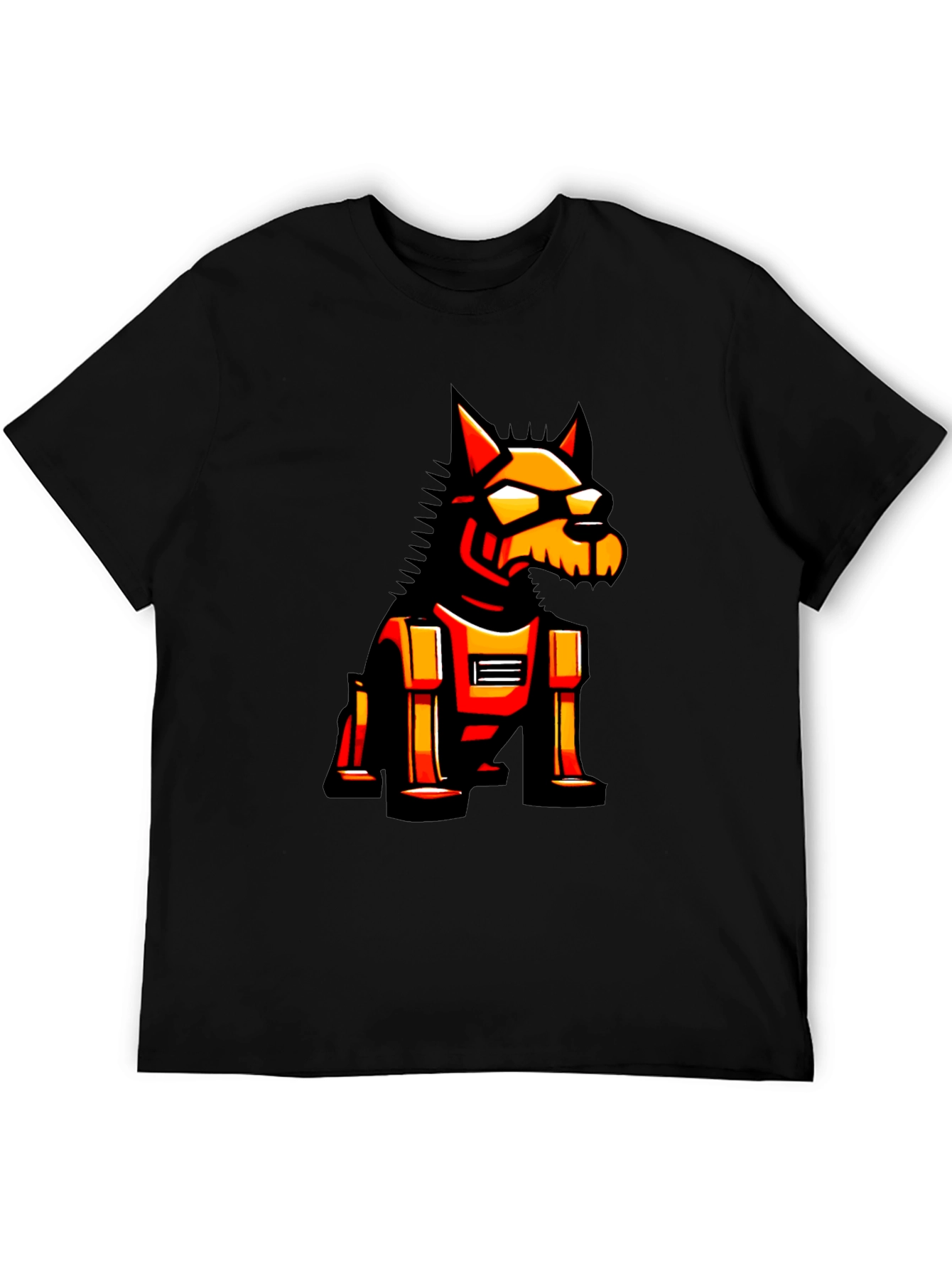 Robotic Dog Graphic Tee - Black Cotton T-Shirt