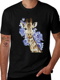 Giraffe Floral T-Shirt - Black
