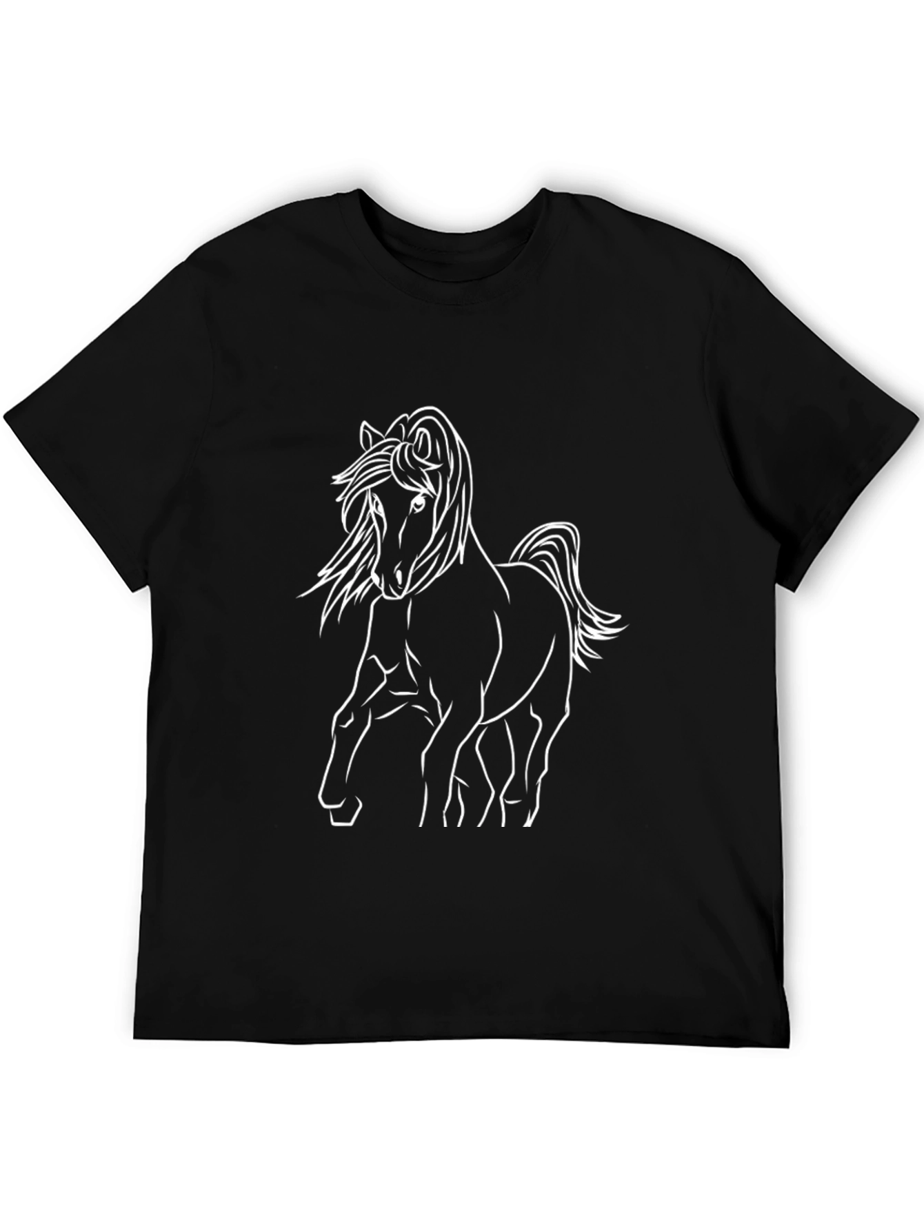 Black Horse Outline Graphic Tee - Stylish Mens Casual Wear