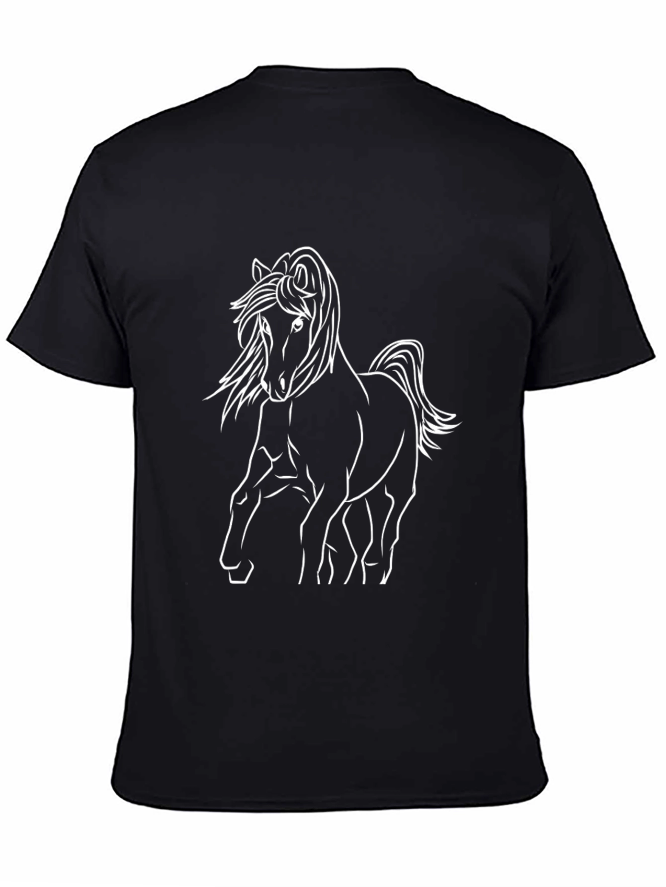 Black Horse Outline Graphic Tee - Stylish Mens Casual Wear