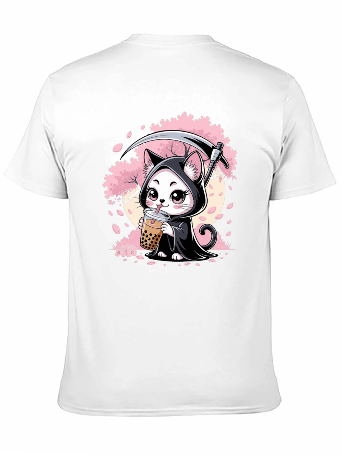 Grim Reaper Cat Bubble Tea Graphic Tee