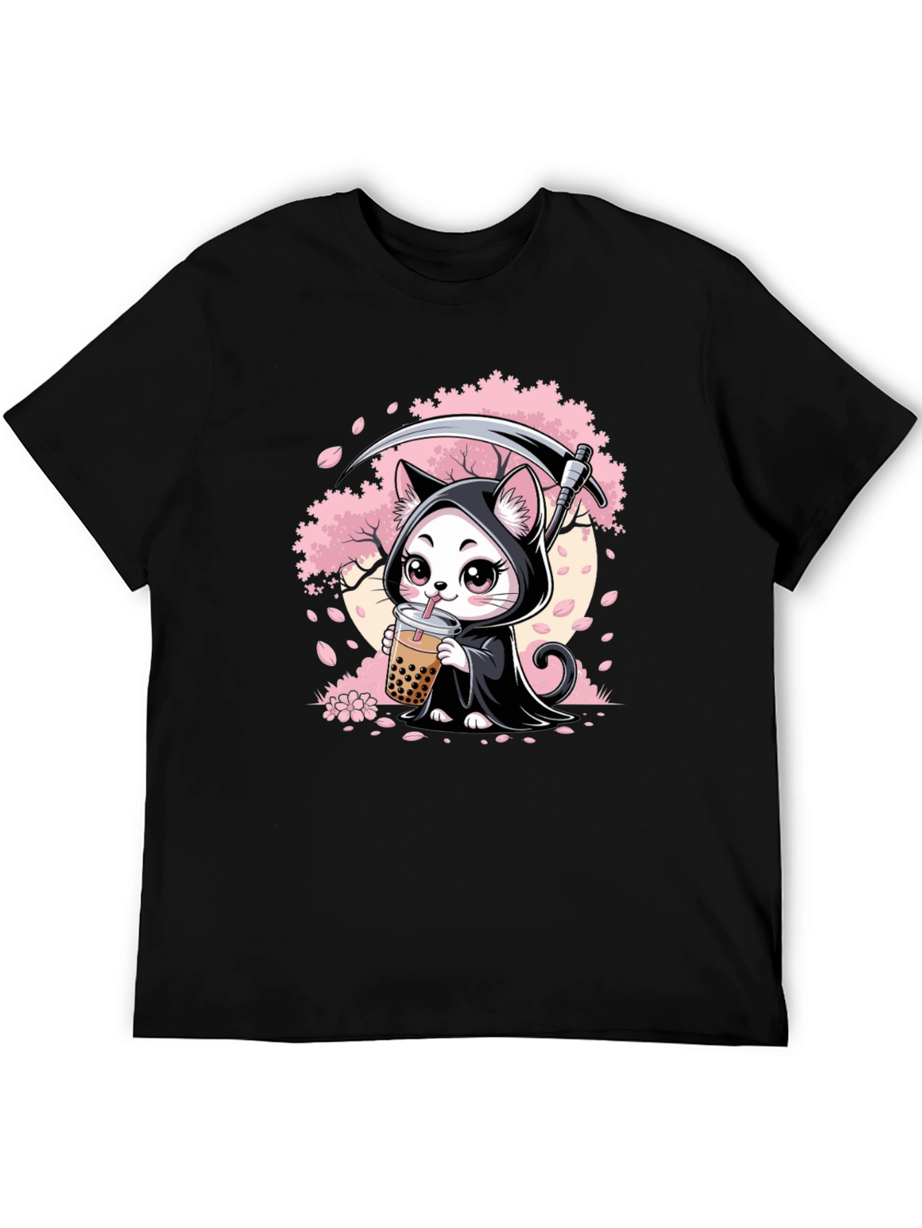 Grim Reaper Cat Bubble Tea Graphic Tee
