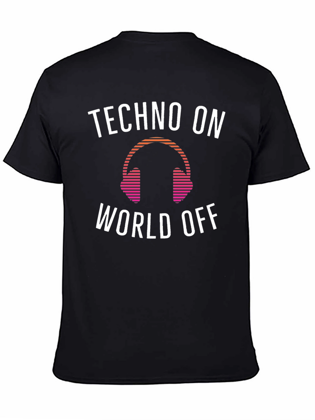 Techno Music Headphone Graphic Tee - Black