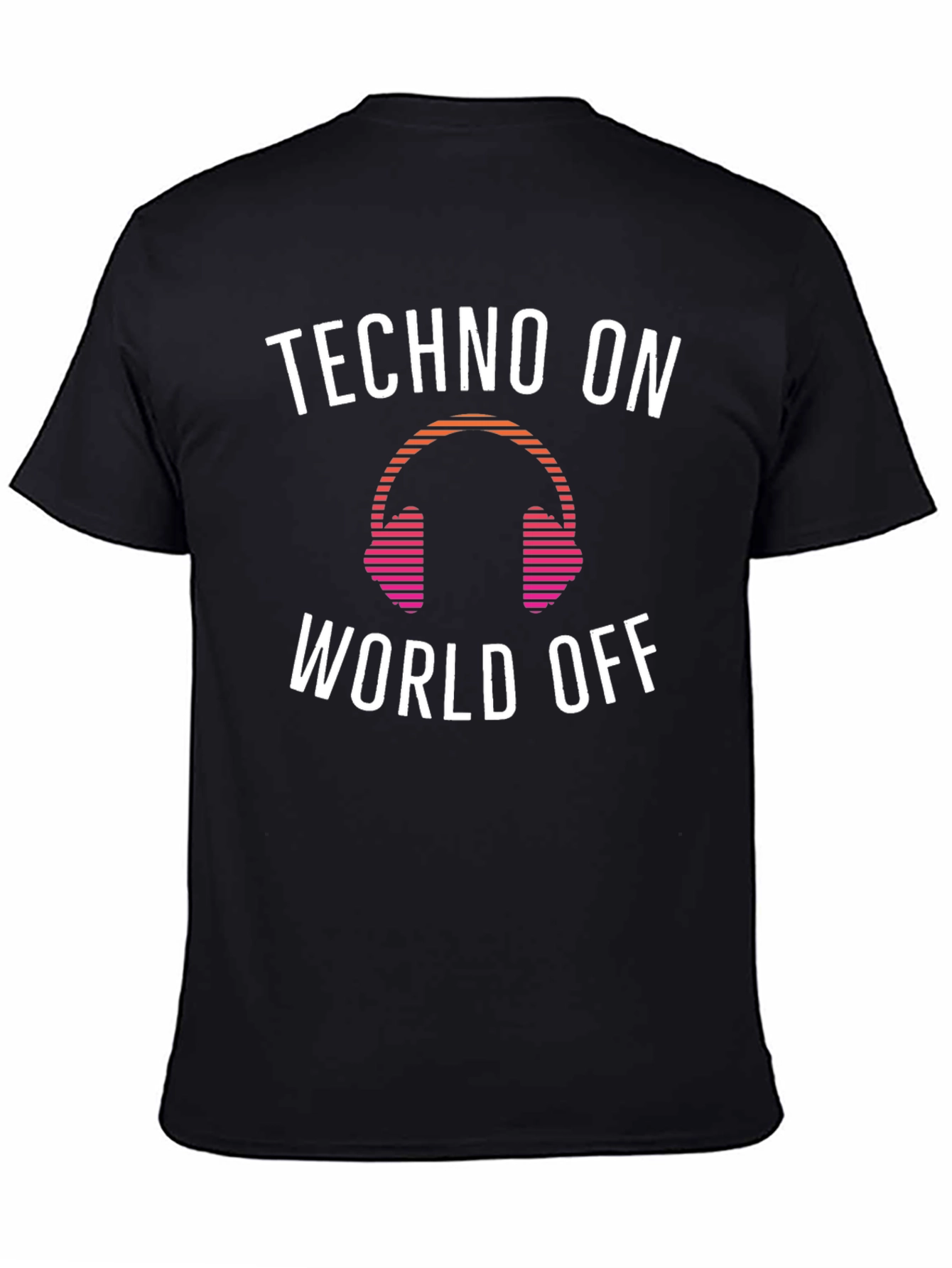 Techno Music Headphone Graphic Tee - Black