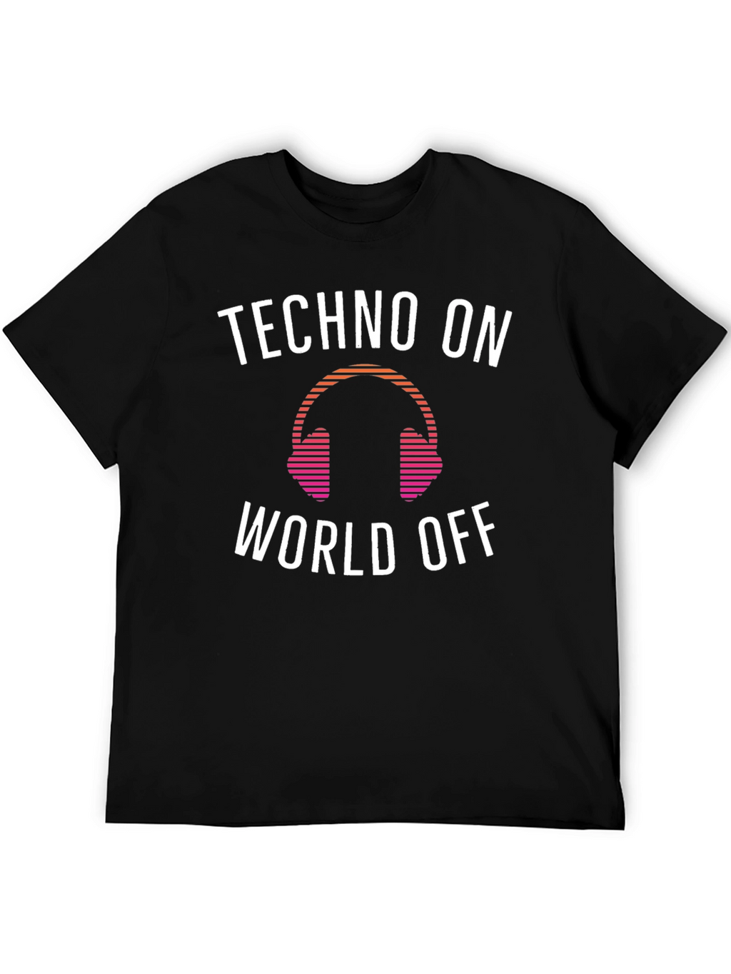 Techno Music Headphone Graphic Tee - Black