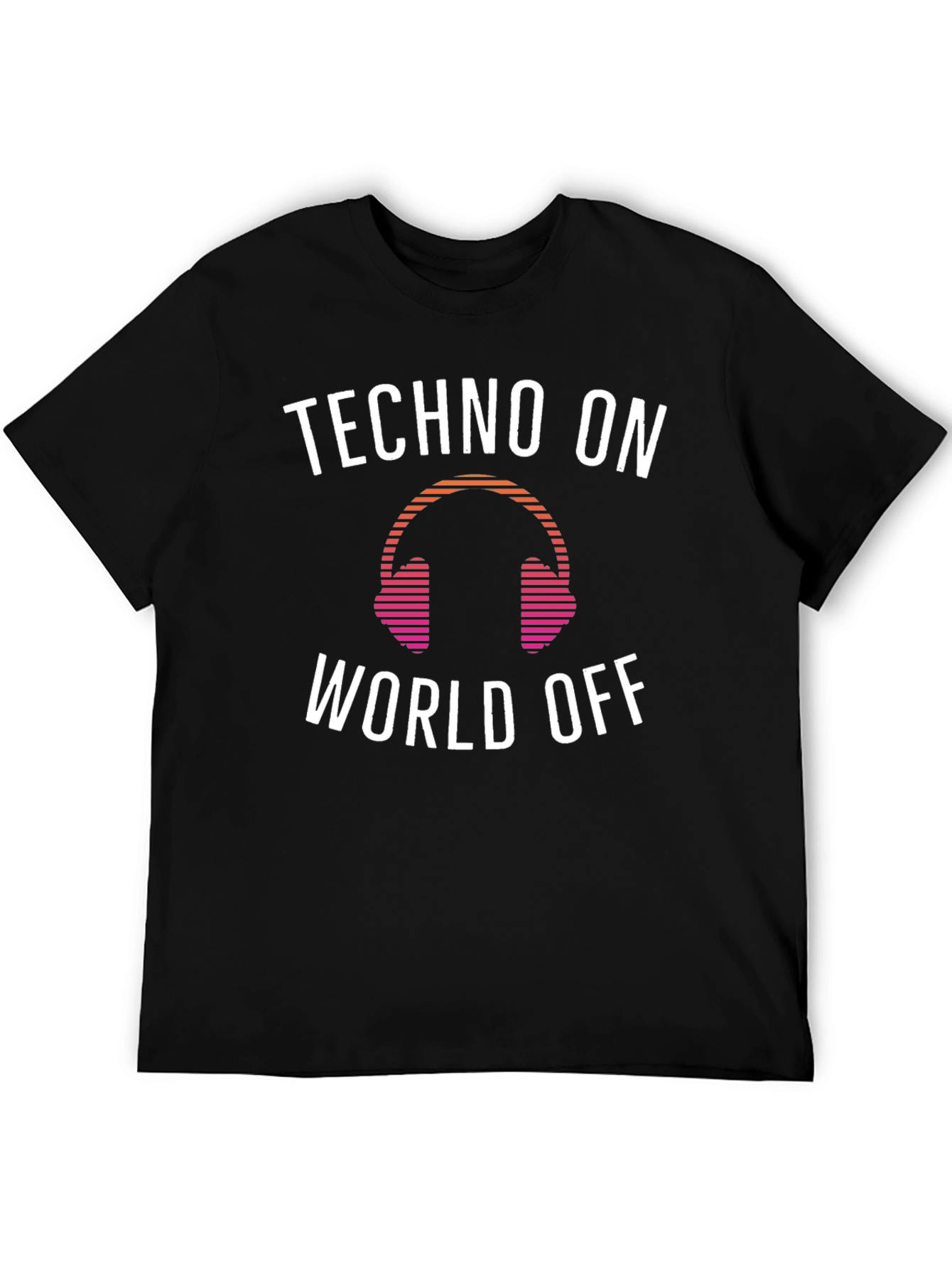 Techno Music Headphone Graphic Tee - Black