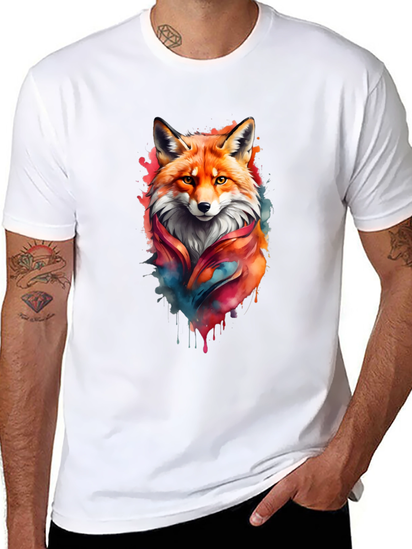 Fox Watercolor Graphic T-Shirt