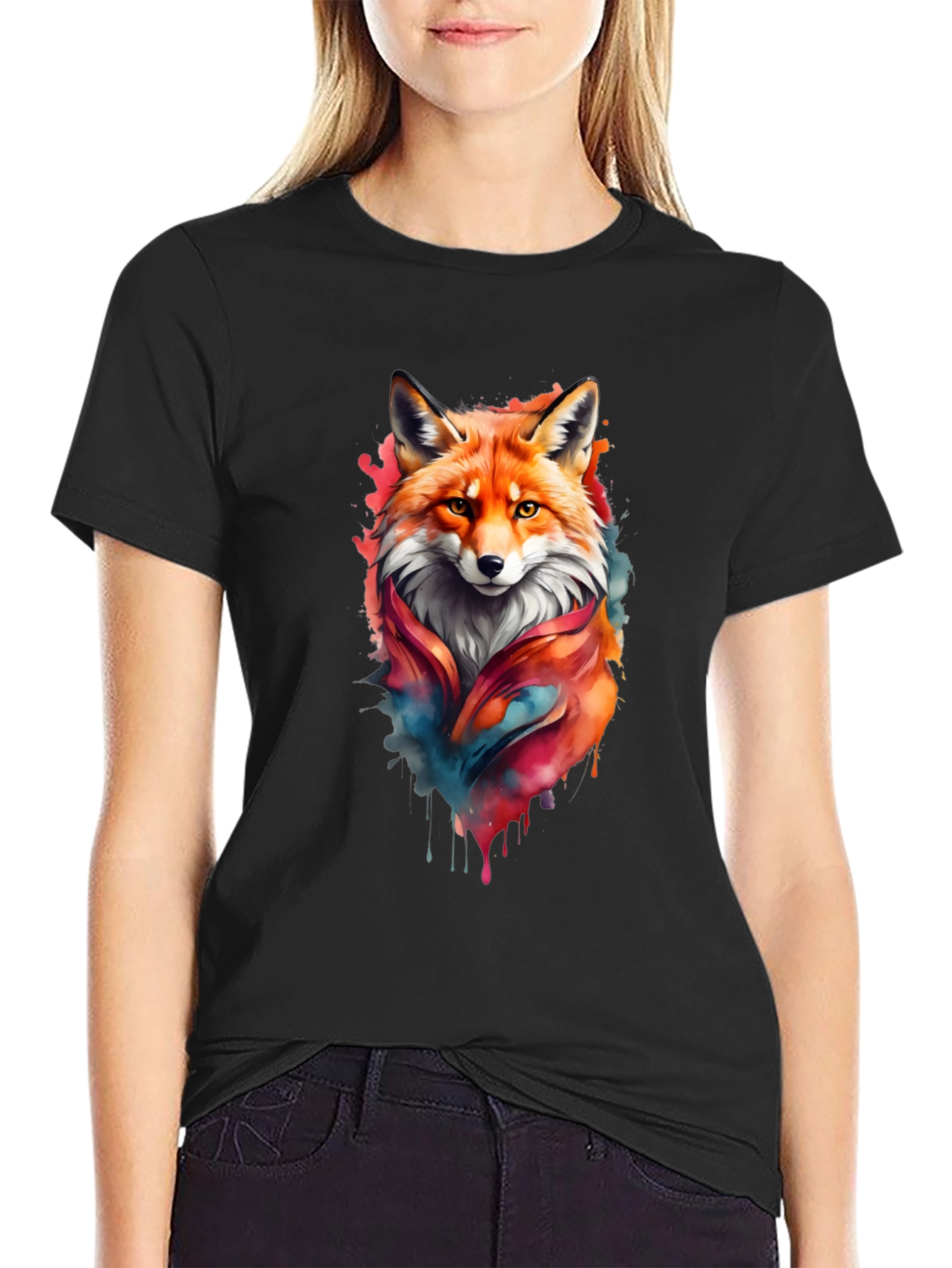 Fox Watercolor Graphic T-Shirt