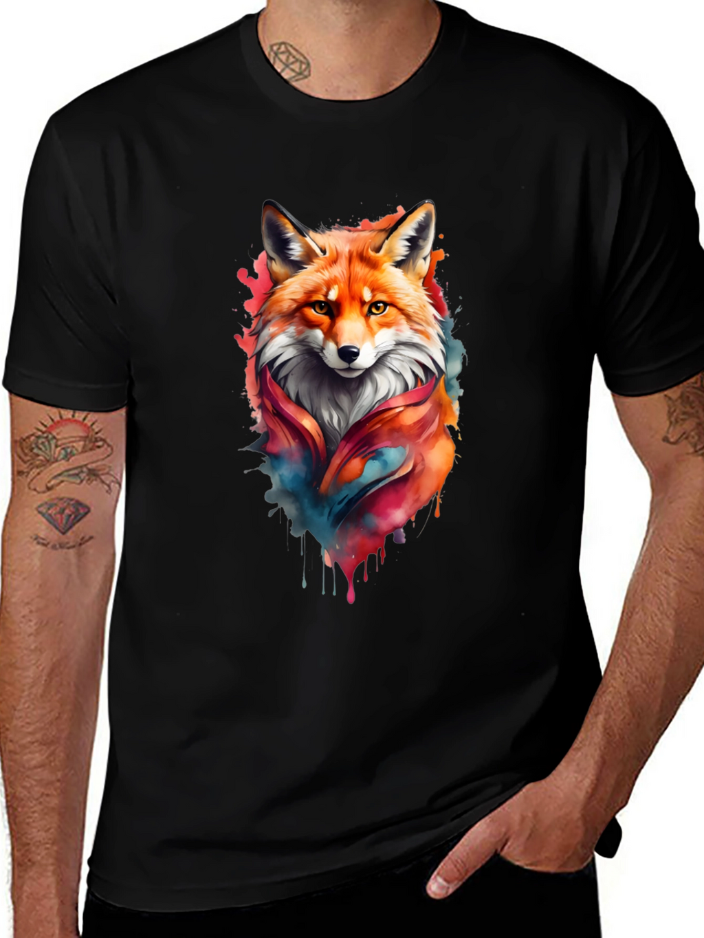 Fox Watercolor Graphic T-Shirt
