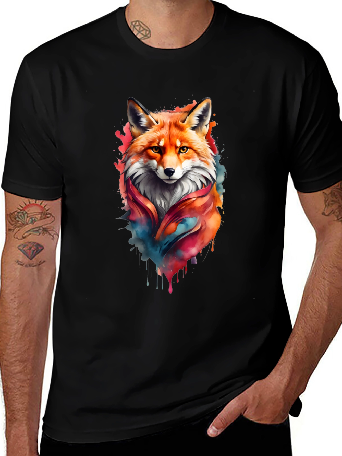 Fox Watercolor Graphic T-Shirt