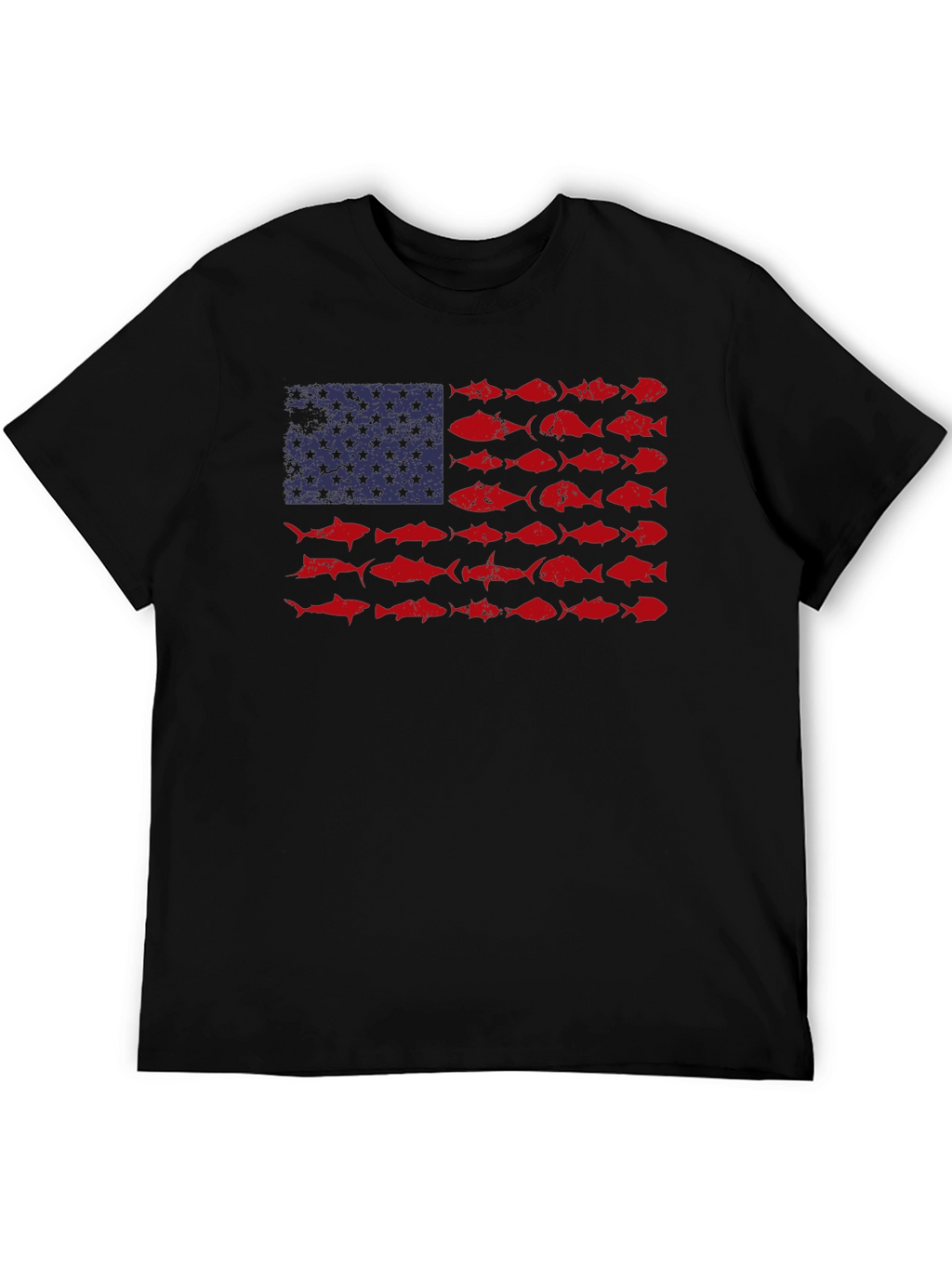 American Flag Fish Graphic Tee - Patriotic Angler Shirt