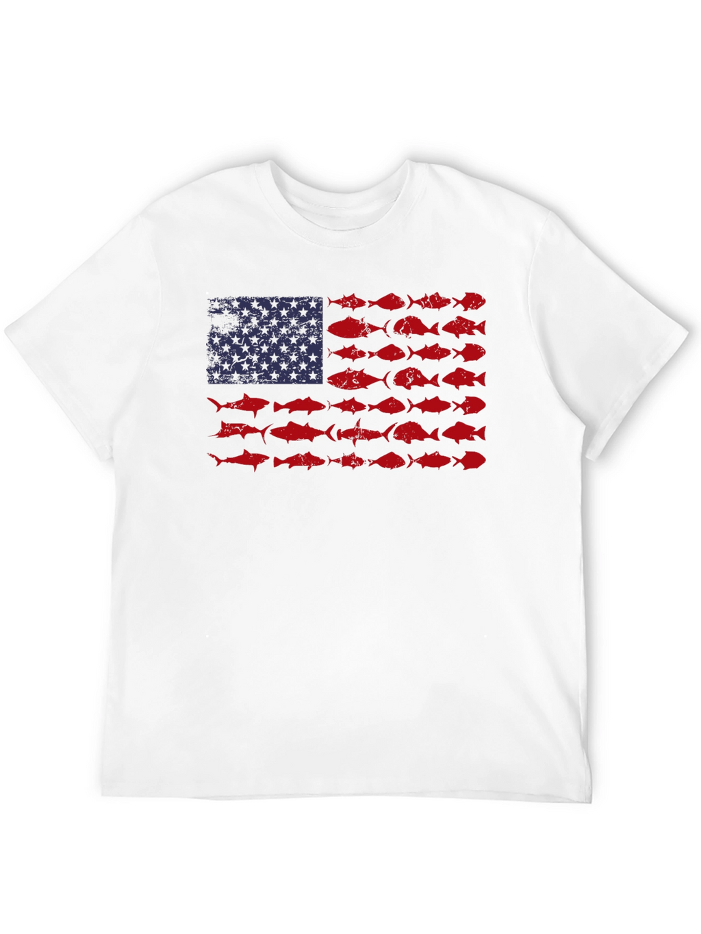 American Flag Fish Graphic Tee - Patriotic Angler Shirt