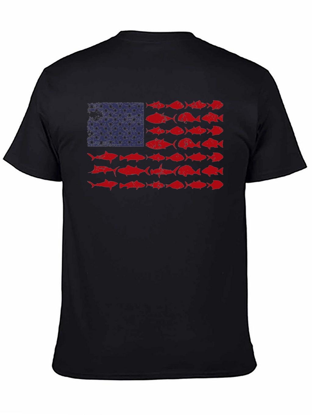 American Flag Fish Graphic Tee - Patriotic Angler Shirt