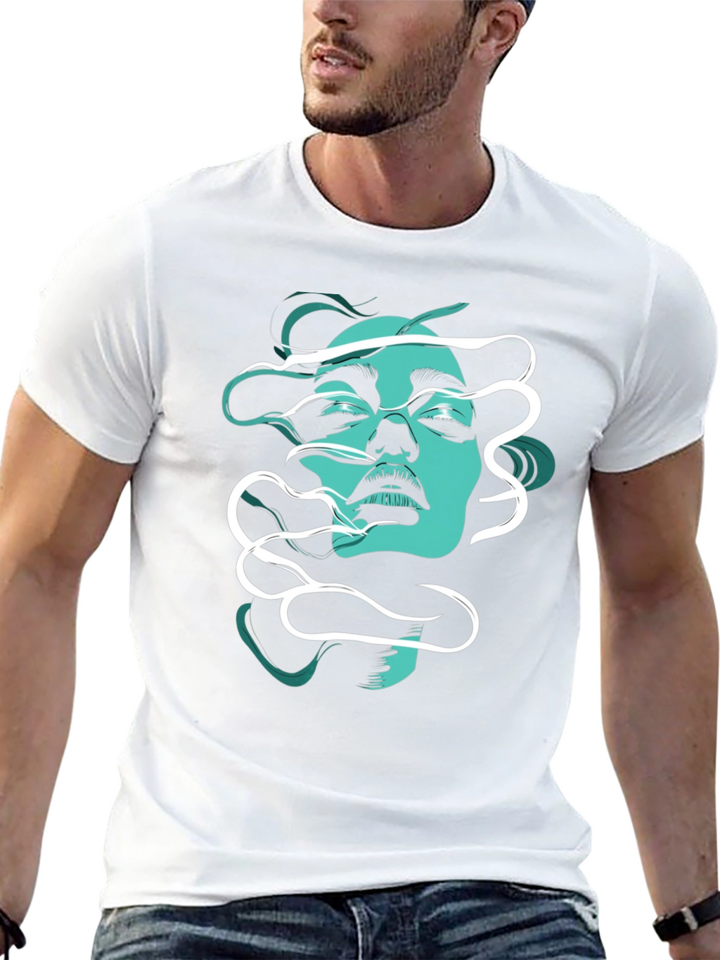 Abstract Woman Graphic T-Shirt - Black