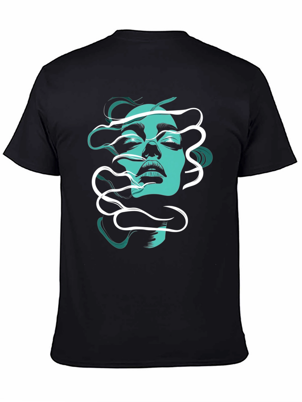 Abstract Woman Graphic T-Shirt - Black
