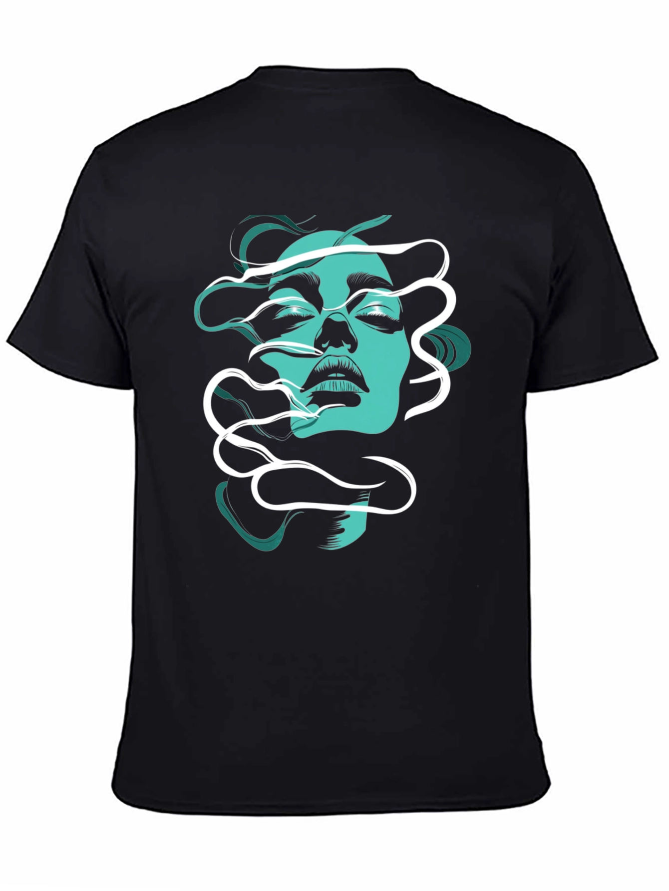 Abstract Woman Graphic T-Shirt - Black