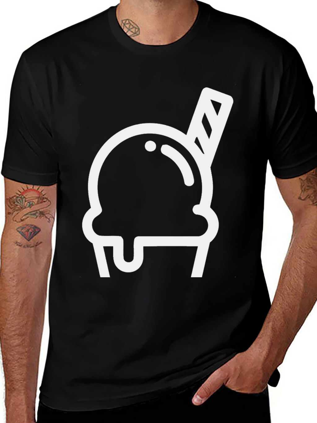 Ice Cream Graphic Tee - Stylish Black T-Shirt