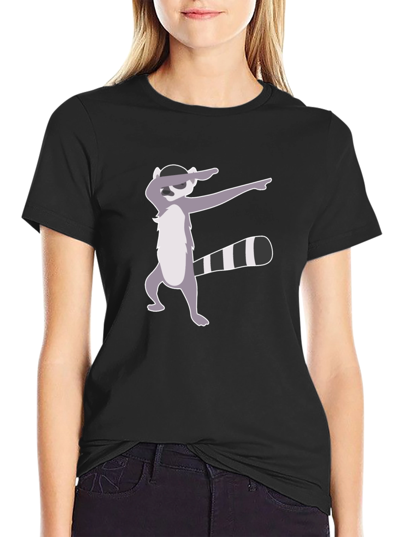 Dabbing Raccoon Graphic Tee - Black