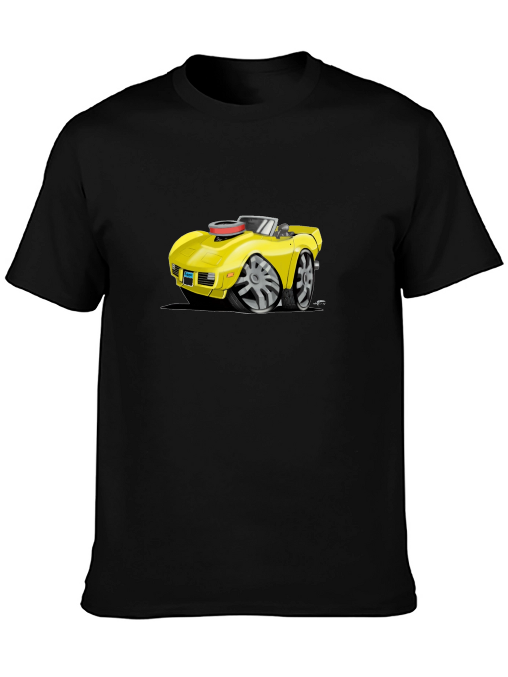 Cartoon Car Graphic Tee - Black