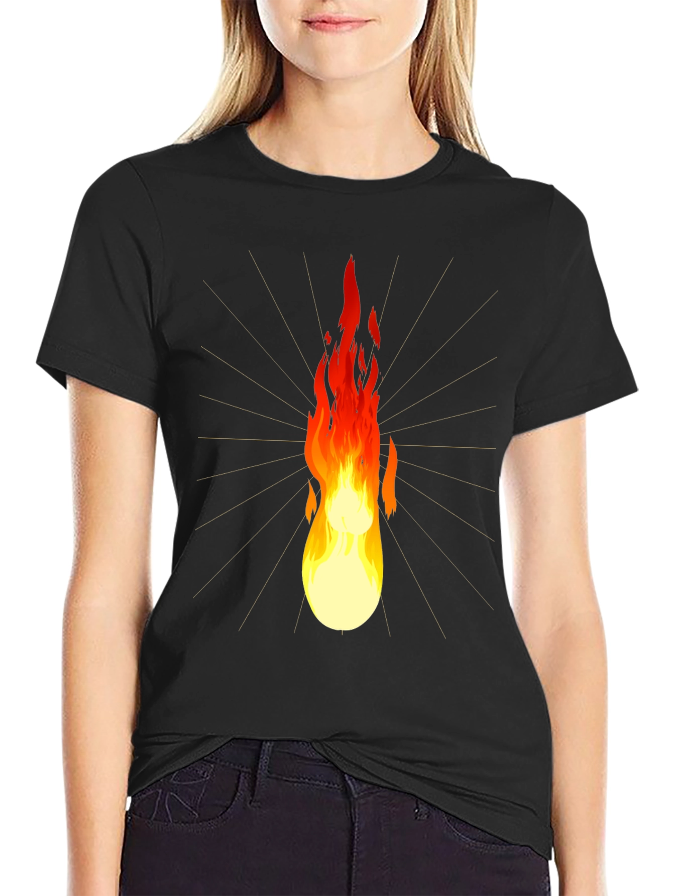 Flaming Lightbulb Graphic Tee - Unique Design